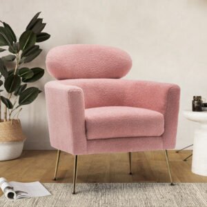 Teddy Boucle Fabric Pink Winnie Accent Chair