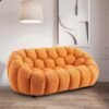 Teddy Boucle Fabric Orange Atrani 2 Seat Accent Chair