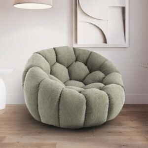 Teddy Boucle Fabric Sage Green Atrani Swivel Accent Chair