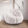 Teddy Boucle Fabric White Atrani Swivel Accent Chair