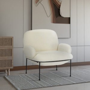 Teddy Boucle Fabric White Cosetto Accent Chair