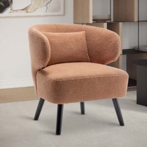 Teddy Boucle Fabric Camel Brown Chiara Accent Chair