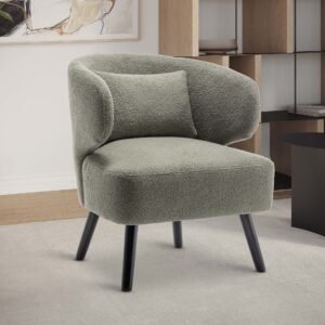 Teddy Boucle Fabric Sage Green Chiara Accent Chair