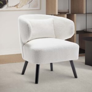 Teddy Boucle Fabric White Chiara Accent Chair