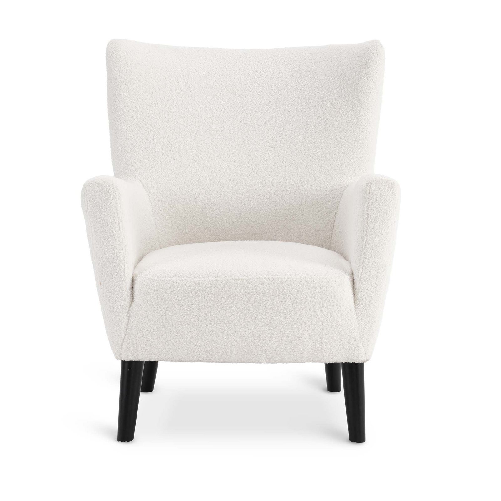 Teddy Boucle Fabric White Ginerva Accent Wingback Chair with Footstool - Image 2
