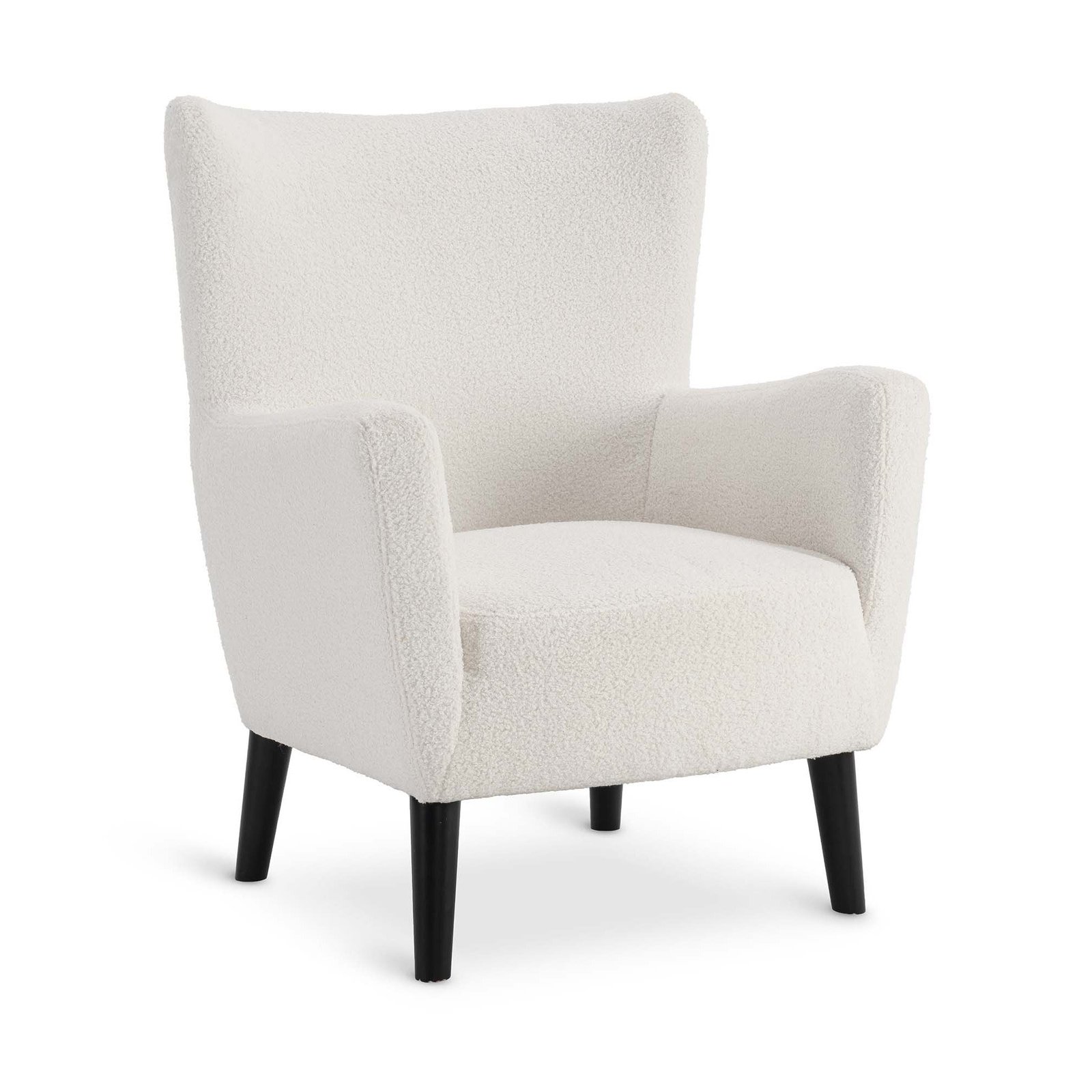 Teddy Boucle Fabric White Ginerva Accent Wingback Chair with Footstool - Image 3