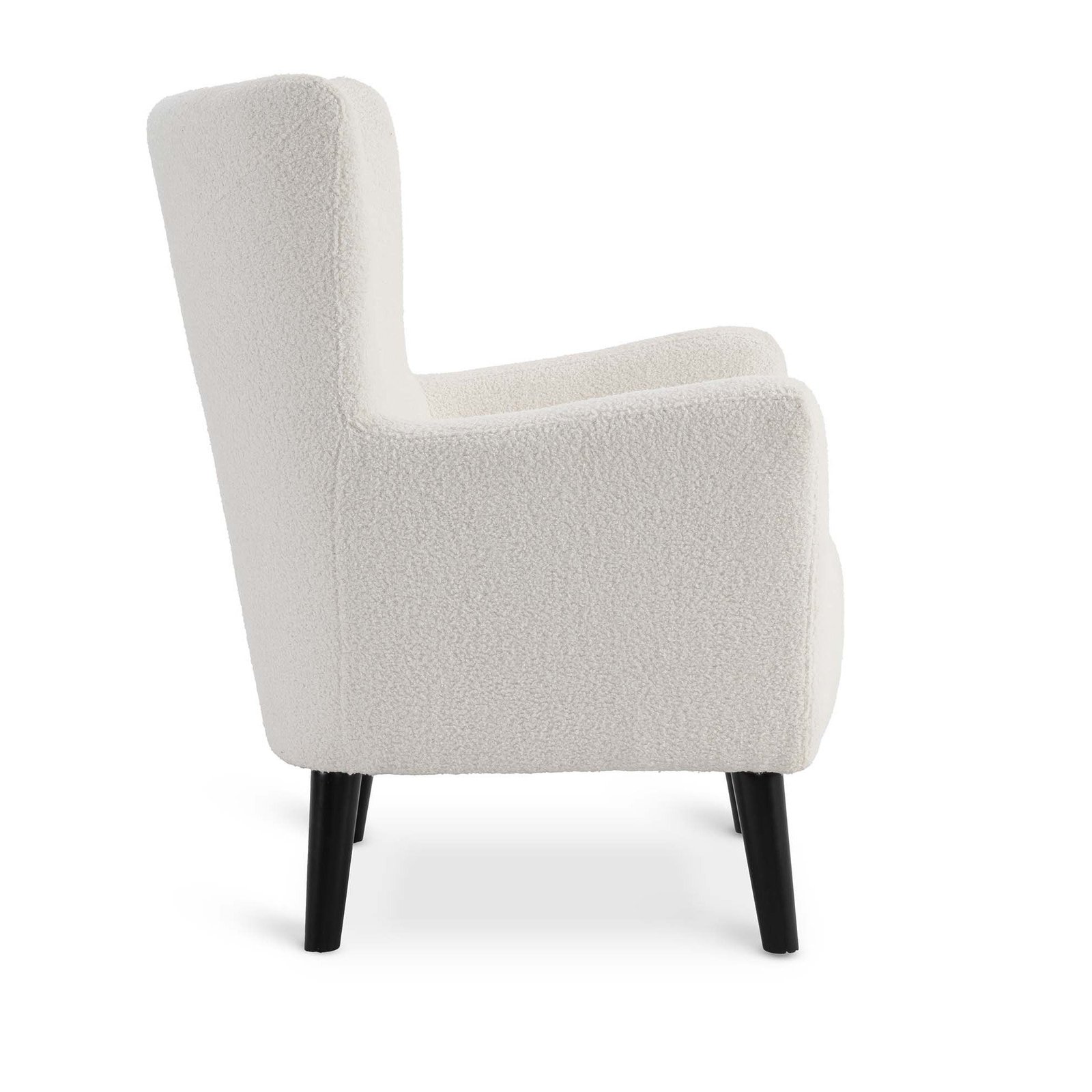 Teddy Boucle Fabric White Ginerva Accent Wingback Chair with Footstool - Image 5