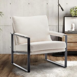 Teddy Boucle Fabric White Graziana Accent Chair