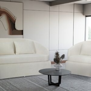 Teddy Boucle Fabric Cream Jaquetta 2+1 Accent Chair Set