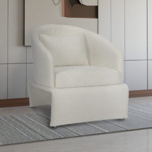 Teddy Boucle Fabric Cream Jaquetta Accent Chair