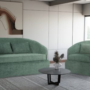 Teddy Boucle Fabric Sage Green Jaquetta 2+1 Accent Chair Set