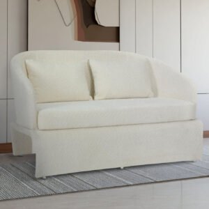 Teddy Boucle Fabric Cream Jaquetta 2 Seat Accent Chair