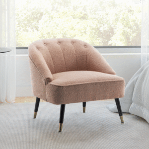 Teddy Boucle Fabric Light Brown Kensington Accent Chair