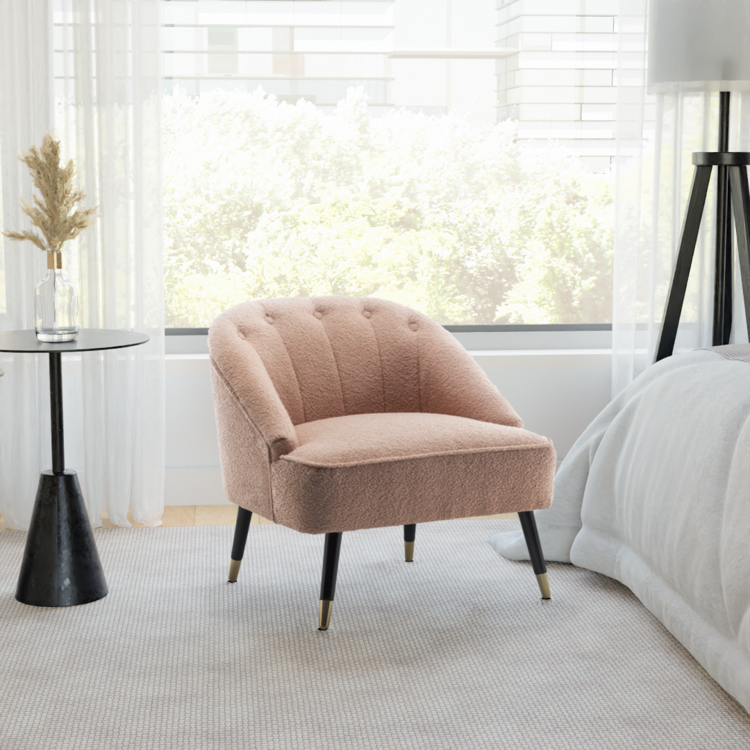 Teddy Boucle Fabric Light Brown Kensington Accent Chair - Image 2