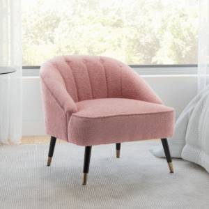 Teddy Boucle Fabric Dark Pink Kensington Accent Chair