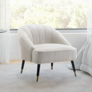 Teddy Boucle Fabric White Kensington Accent Chair