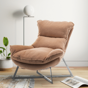 Teddy Boucle Fabric Light Brown Pierina Accent Chair